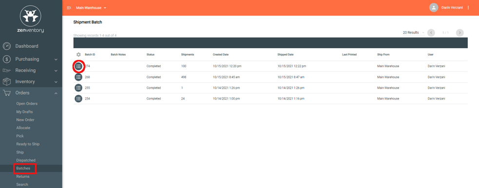 View Batch History or Reprint Batch Shipping Labels